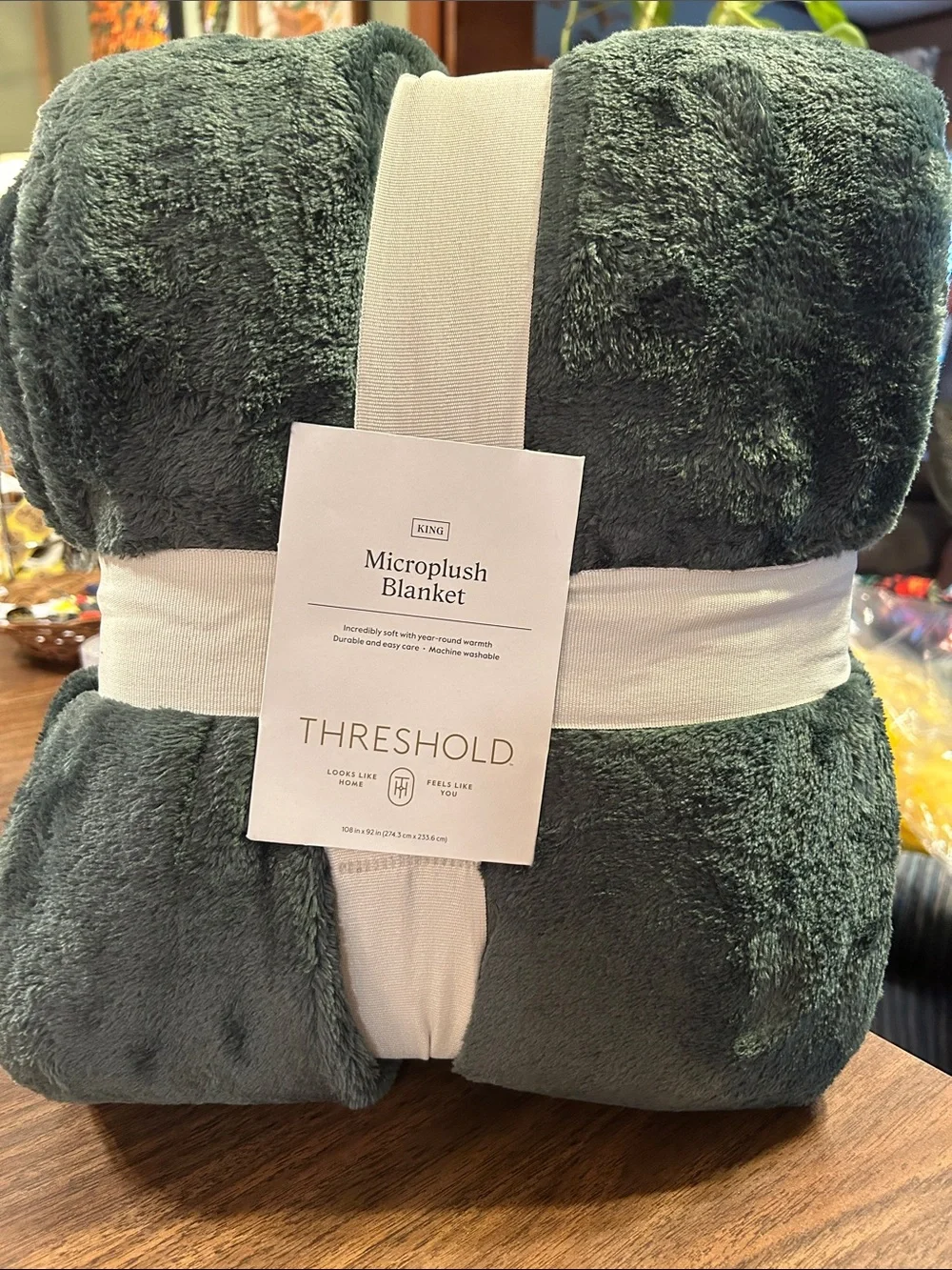 Threshold Microplush Blanket - Deep Green